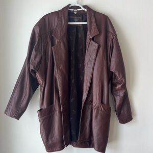 Vintage Real Leather Oversized Blazer Jacket | Brown | Size S grunge streetwear